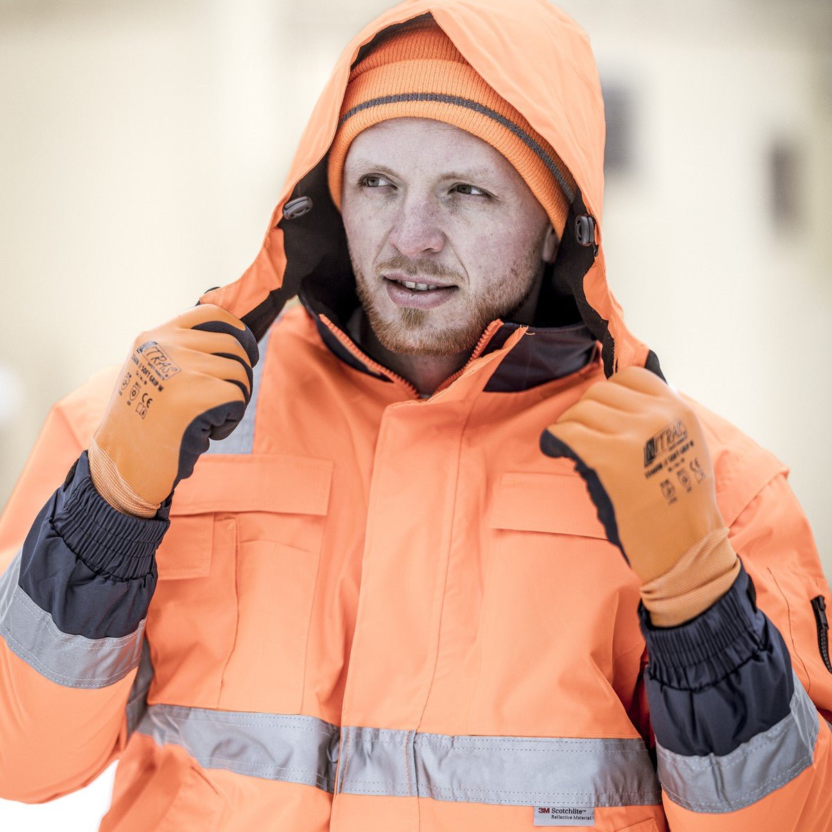 Cappuccio invernale rimovibile NITRAS, arancione neon, poliestere OEKO-TEX: 100% | Confezione (1 pezzo)