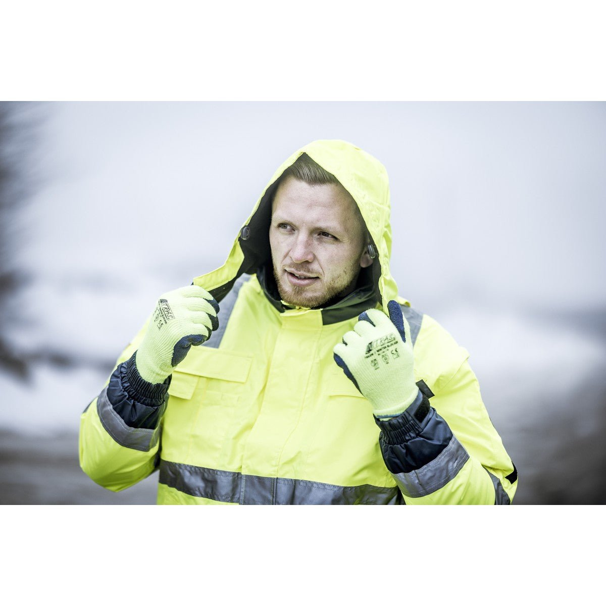 NITRAS WINTER BLOCKER, guanti invernali, giallo neon/blu