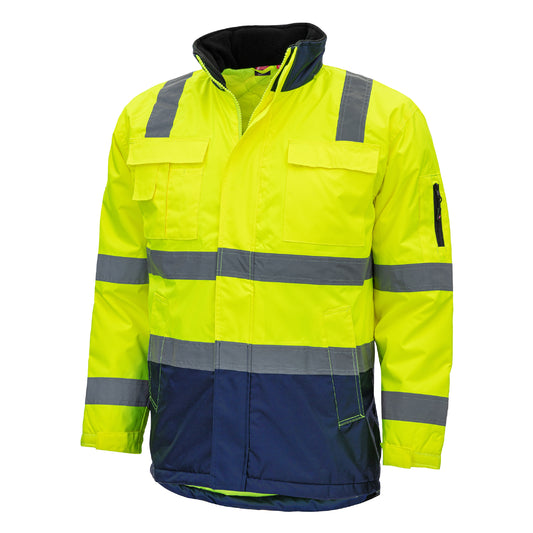NITRAS MOTION TEX VIZ, parka alta visibilità, giallo neon / blu navy