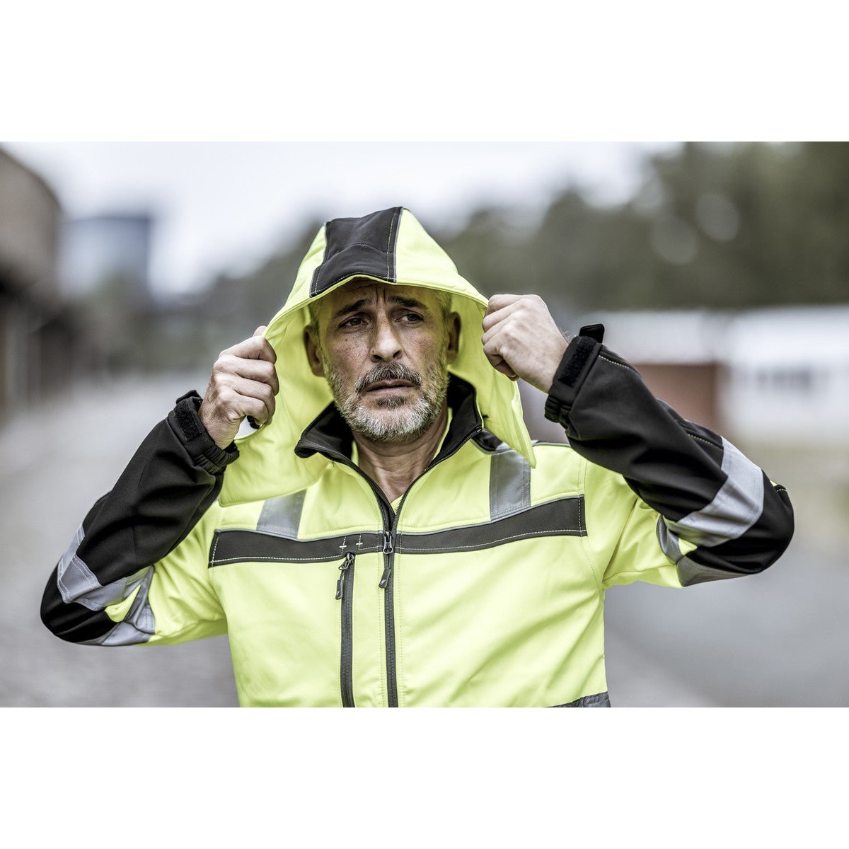 Cappuccio rimovibile NITRAS, giallo neon / nero, poliestere OEKO-TEX: 100% | Confezione (1 pezzo)