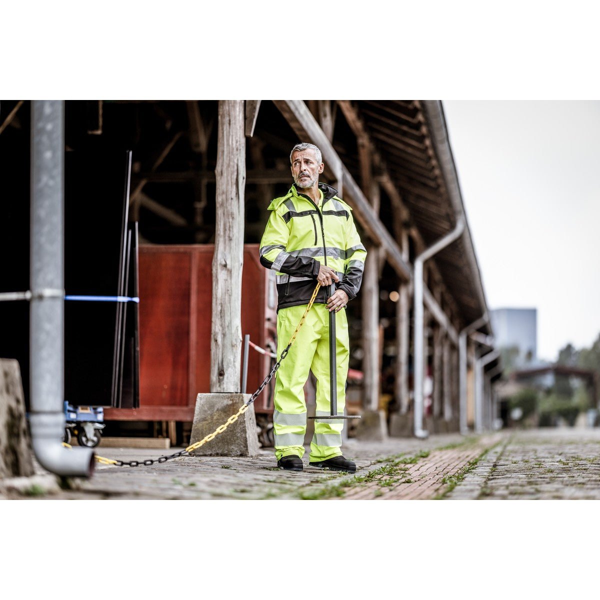 NITRAS MOTION TEX VIZ, giacca softshell ad alta visibilità, giallo neon / nero