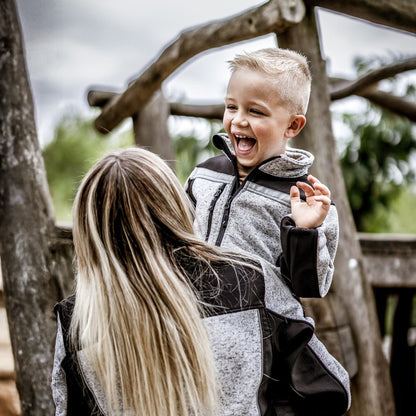 NITRAS MOTION TEX KIDS, giacca softshell in maglia, grigio chiaro/nero