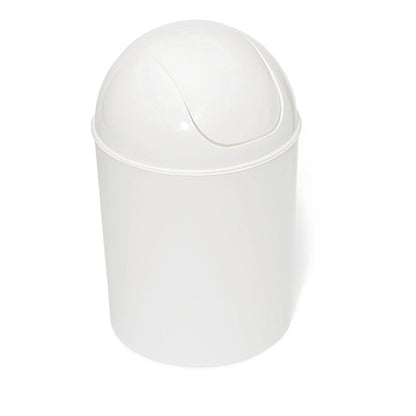 Ein Nölle Profi Brush Schwingdeckeleimer weiß der Marke Nölle Profi Brush Bürsten- & Pinseltechnik e.K. mit rundem Schwenkdeckel ist zur Abfallentsorgung vor schlichtem weißen Hintergrund abgebildet.