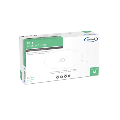 Guanti da esplorazione in lattice morbido MaiMed, non sterili, con polvere, 100 pezzi/scatola