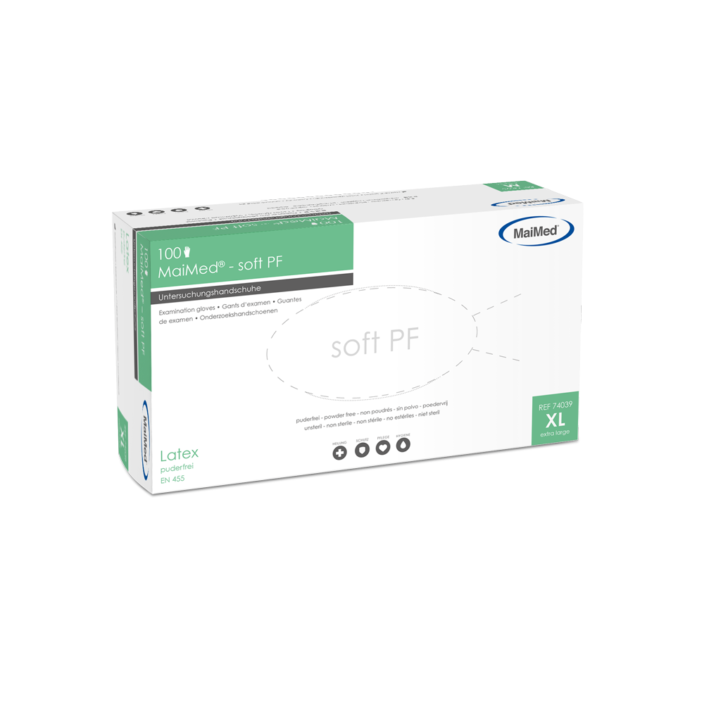 Guanti da esplorazione in lattice MaiMed-soft PF non sterili senza polvere 100 pezzi/scatola