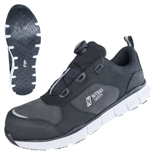 NITRAS SONIC STEP FIT, scarpe basse di sicurezza S3S FO HRO SC SR, grigio / nero