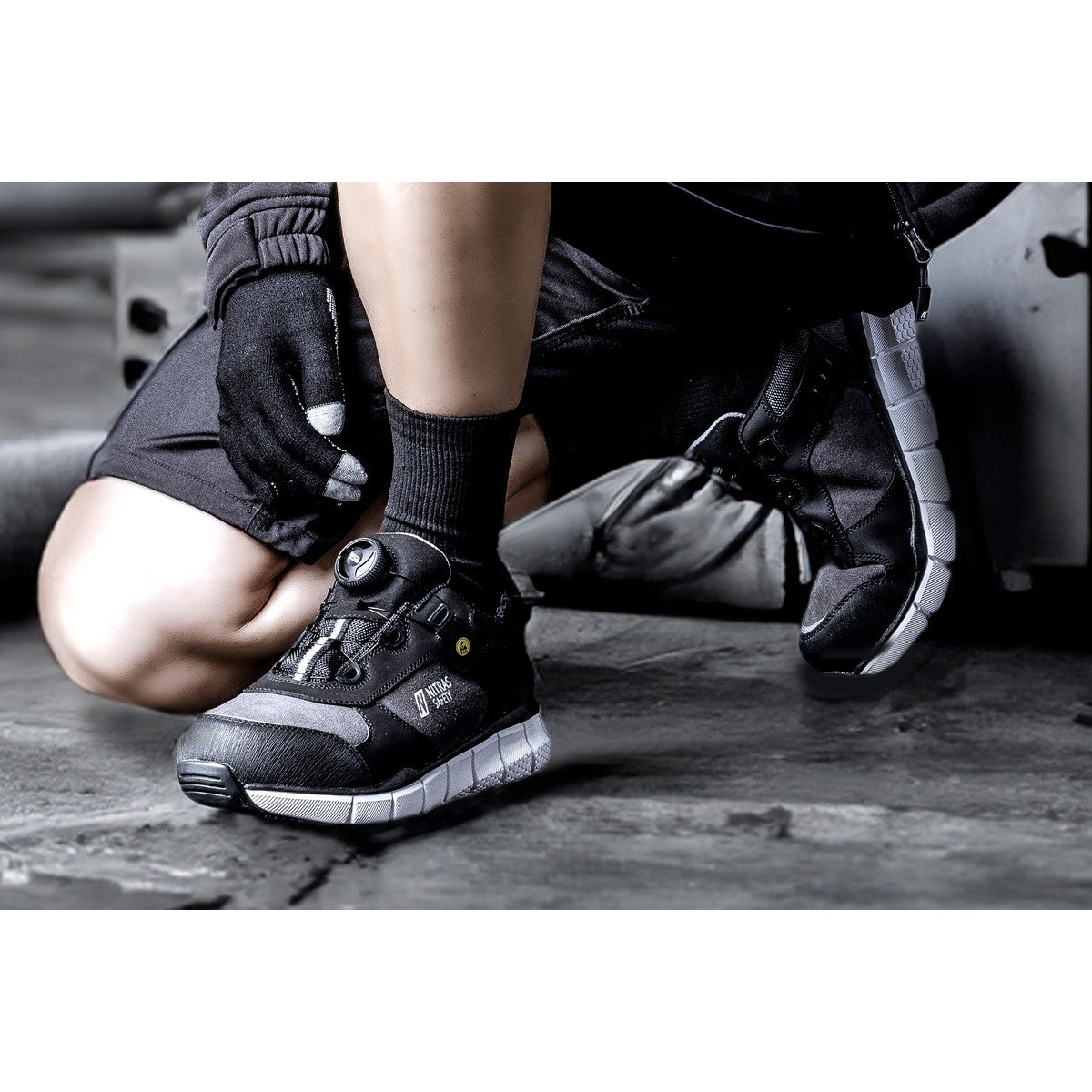 NITRAS SONIC STEP FIT, scarpe basse di sicurezza S3S FO HRO SC SR, grigio / nero