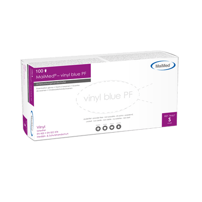 MaiMed-vinile blu PF, guanti da esplorazione in vinile non sterili, senza polvere, 100 pezzi/scatola