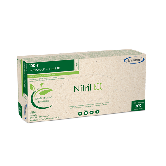 MaiMed-Nitrile BIO, guanto in nitrile senza lattice, non sterile, senza polvere, verde, 100 pezzi/scatola