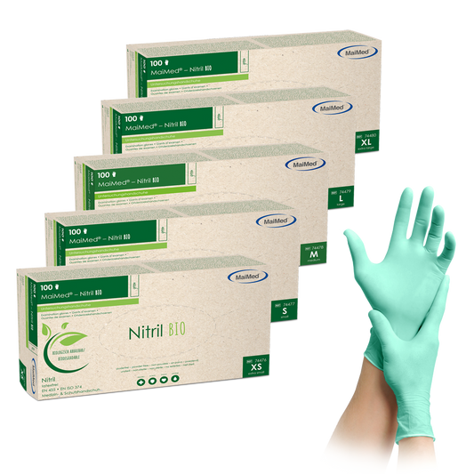 MaiMed-Nitrile BIO, guanto in nitrile senza lattice, non sterile, senza polvere, verde, 100 pezzi/scatola