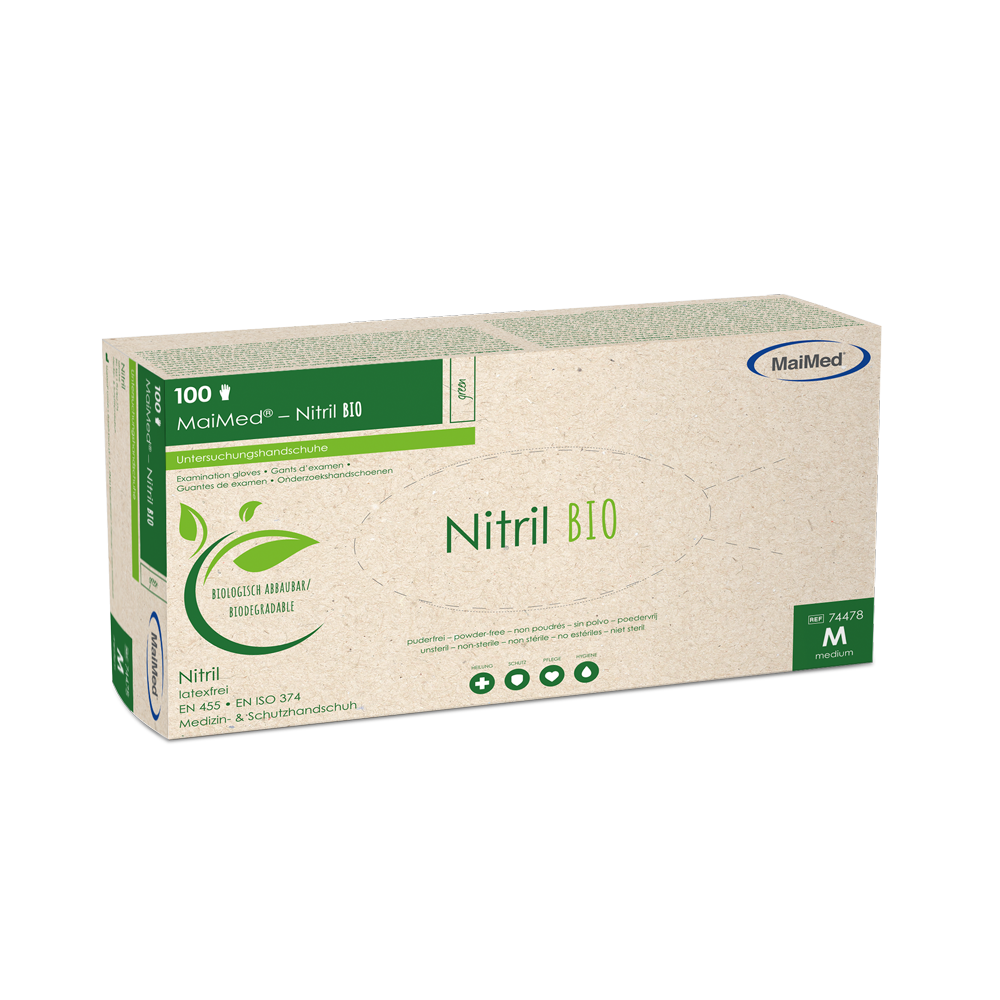 MaiMed-Nitrile BIO, guanto in nitrile senza lattice, non sterile, senza polvere, verde, 100 pezzi/scatola