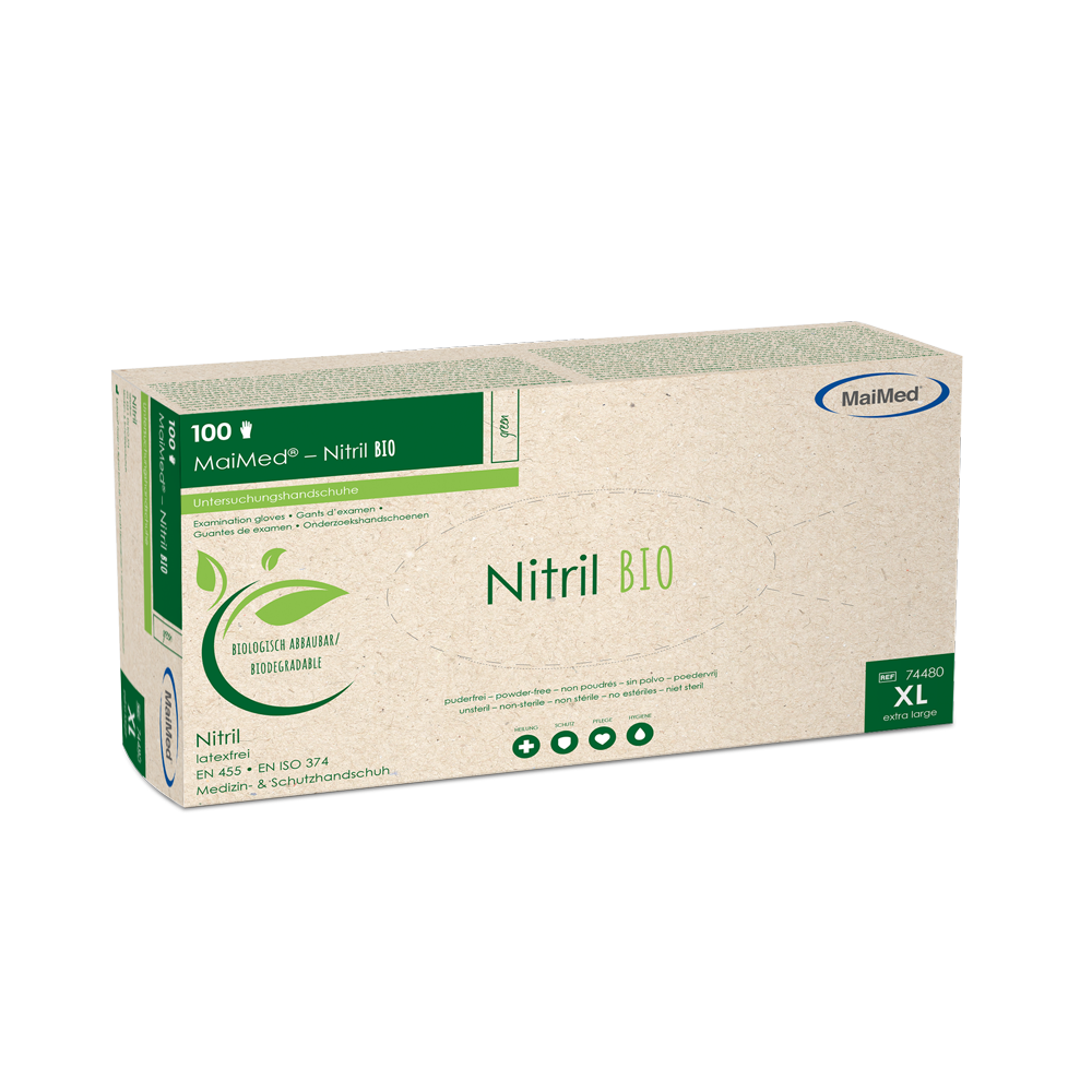 MaiMed-Nitrile BIO, guanto in nitrile senza lattice, non sterile, senza polvere, verde, 100 pezzi/scatola