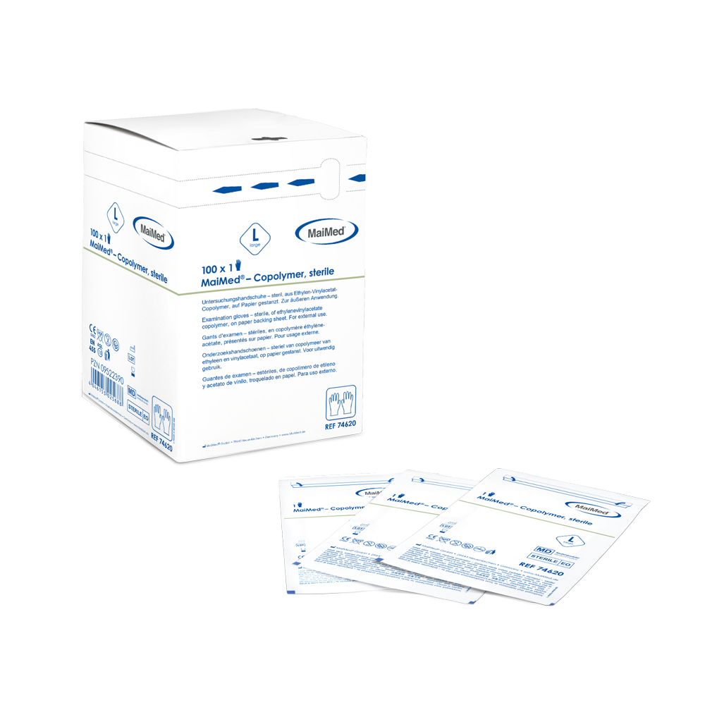 Guanti sterili monouso in copolimero MaiMed