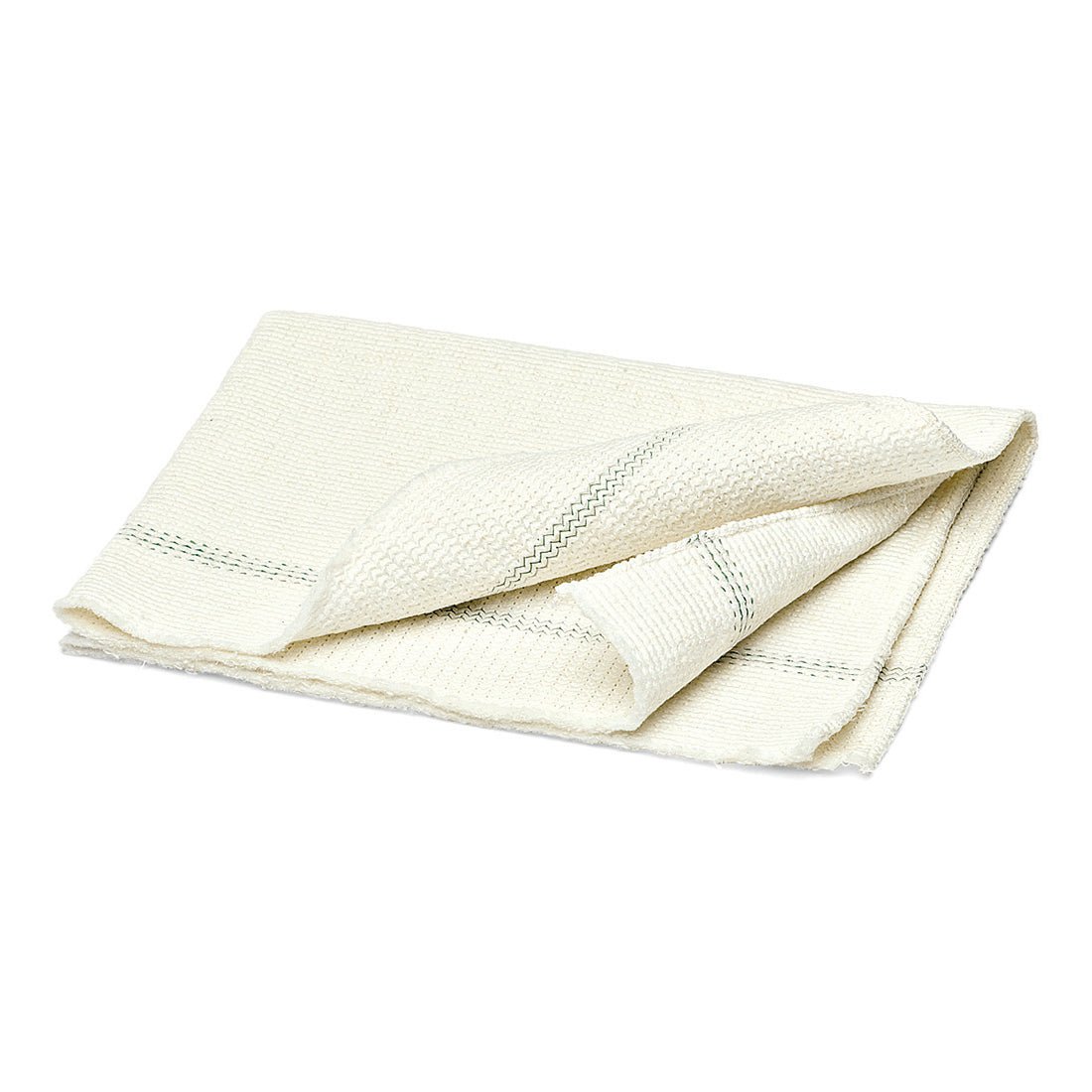 Il panno per pavimenti Nölle Profi Brush 70 x 50 cm di Nölle Profi Brush Bürsten- & Pinseltechnik e.K. è un panno per la pulizia piegato, color crema, con leggere strisce verdi su sfondo bianco.