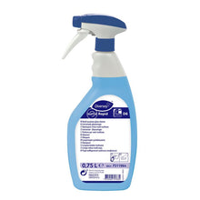 Un flacone spray blu-bianco da 750ml "Diversey Suma Rapid D6, Detergente universale per vetri e superfici" di Diversey Deutschland GmbH & Co. OHG, etichettato con informazioni sul prodotto e istruzioni per una pulizia senza striature.