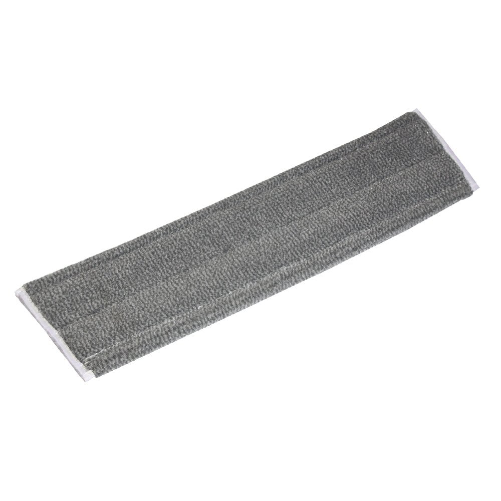Su sfondo bianco è raffigurato un mop rettangolare grigio TASKI Jonmaster Pro HD della Diversey Deutschland GmbH & Co. OHG con microfibra strutturata, angoli arrotondati e bordo bianco - ideale per compiti di pulizia professionale.