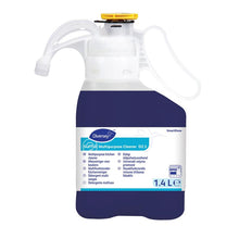 Diversey Suma detergente multiuso D2.3 SD, 1.4L, con sistema SmartDose per la pulizia efficace di superfici, pavimenti, vetri e stoviglie; etichetta bianco/blu, manico bianco, tappo giallo. Marca: Diversey Deutschland GmbH & Co. OHG.
