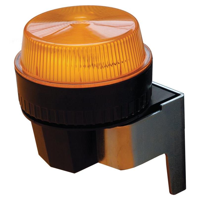 Un primo piano del set di flash Diversey swingo 4000/5000, una luce di avvertimento gialla rigata con base nera e supporto per macchine TASKI swingo 4000/5000 - perfetto per compiti di pulizia professionale.