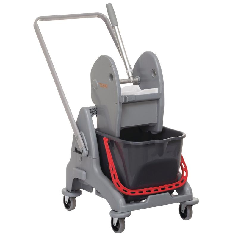 Il sistema TASKI Duo Mop a un secchio (15L, rosso) di Diversey Deutschland GmbH & Co. OHG è dotato di carrello, timone e pressa - ideale per la pulizia professionale e per usi commerciali intensi. Confezione: 1 pezzo.