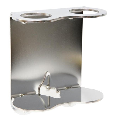 La staffa a muro LAPE di Diversey Deutschland GmbH & Co. OHG è una staffa a muro in acciaio inossidabile con due aperture superiori circolari e una superficie inferiore curva, ideale per il fissaggio sicuro di oggetti o contenitori cilindrici.