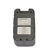 Una batteria TASKI al litio rettangolare grigia 36V 6Ah di Diversey Deutschland GmbH & Co. OHG, adatta per TASKI Aero BP Lithium e TASKI swingo 150 B, con dati tecnici e simboli di certificazione su sfondo bianco.