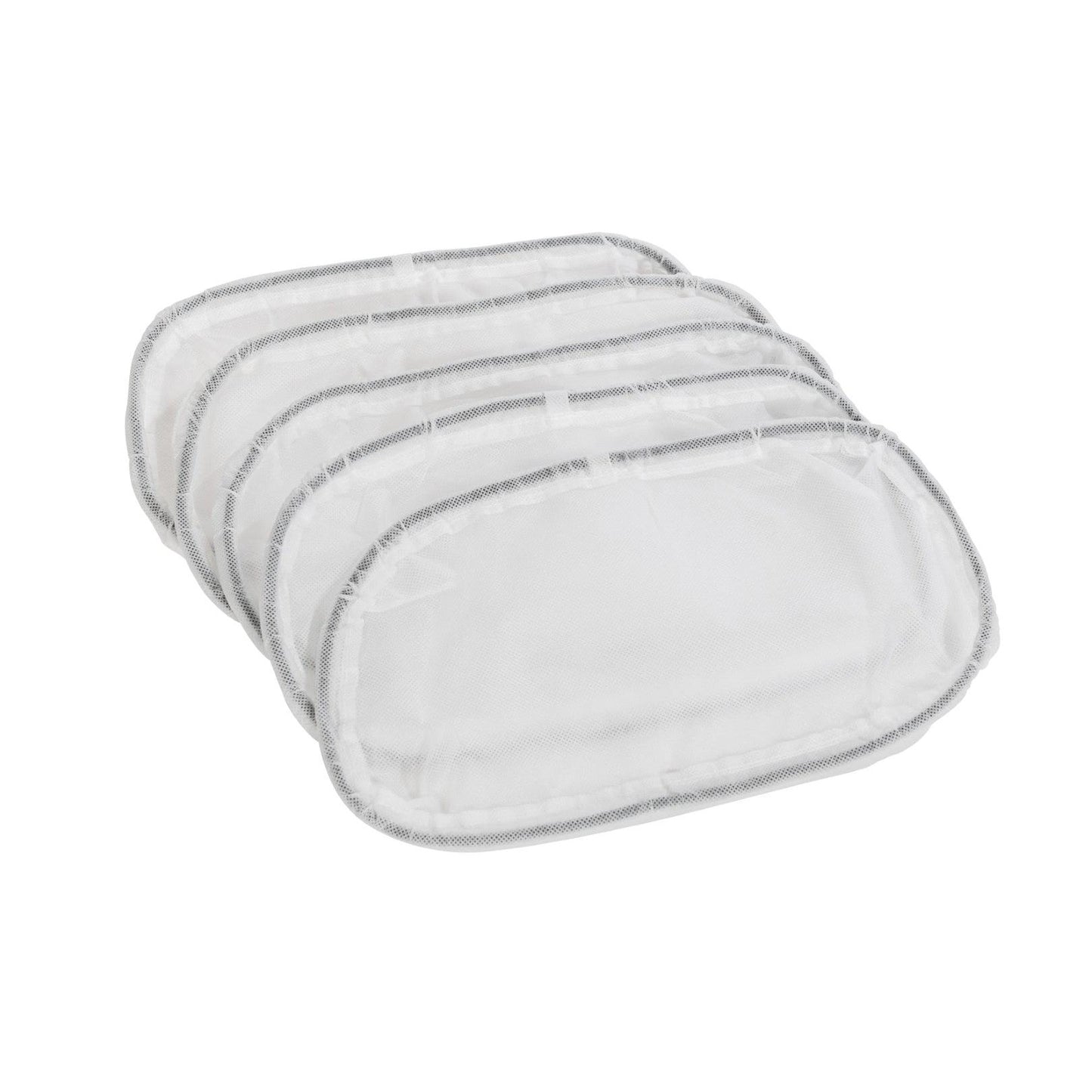 Cinque efficienti panni filtranti del marchio Diversey Deutschland GmbH & Co. OHG per la turbina AERO 3500 sono disposti leggermente sovrapposti su sfondo bianco - perfetti per prestazioni massime. Ideale come confezione: panno filtrante turbina AERO 3500 5 pezzi.