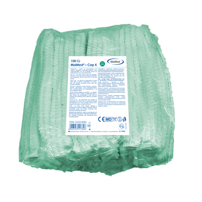MaiMed-Cap K, cappuccio con clip in PP, 100 pezzi/sacchetto