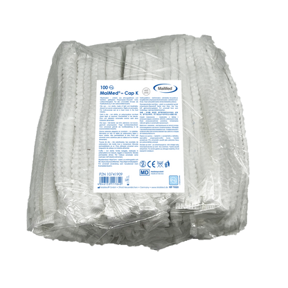 MaiMed-Cap K, cappuccio con clip in PP, 100 pezzi/sacchetto