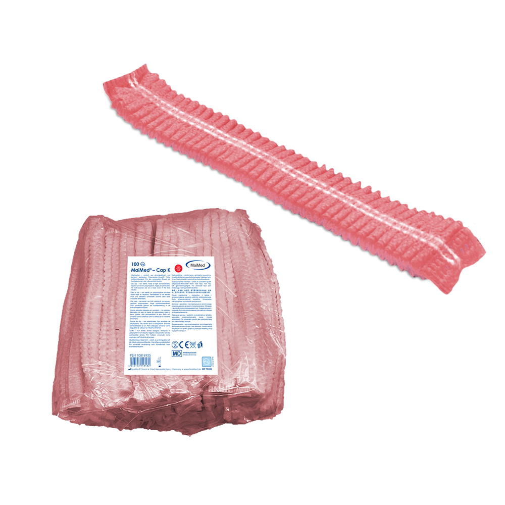 MaiMed-Cap K, cappuccio con clip in PP, 100 pezzi/sacchetto