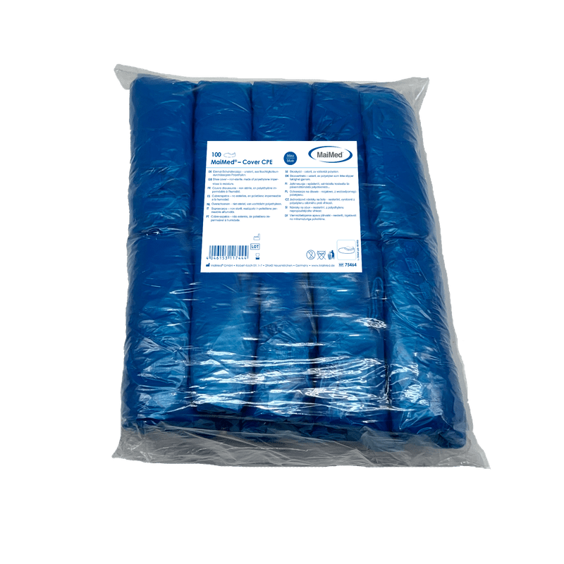 MaiMed-Cover Copriscarpe in CPE Copriscarpe usa e getta in CPE, blu, 100 pezzi/confezione. | Confezione (100 pezzi)