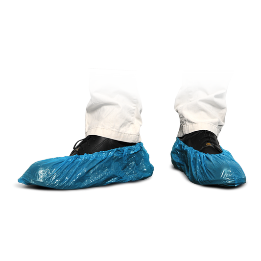MaiMed-Cover Copriscarpe in PE Copriscarpe monouso in PE, blu, 100 pezzi/confezione. | Confezione (100 pezzi)