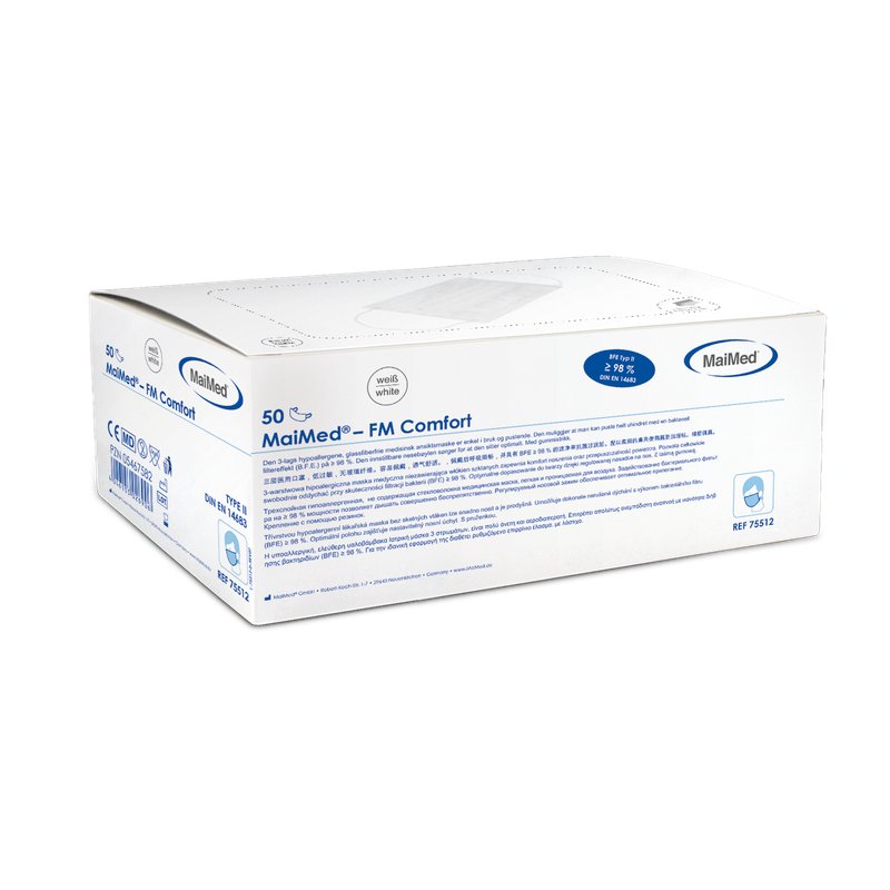 Mascherina chirurgica MaiMed-FM Comfort, non sterile, 3 veli, 50 pezzi/scatola
