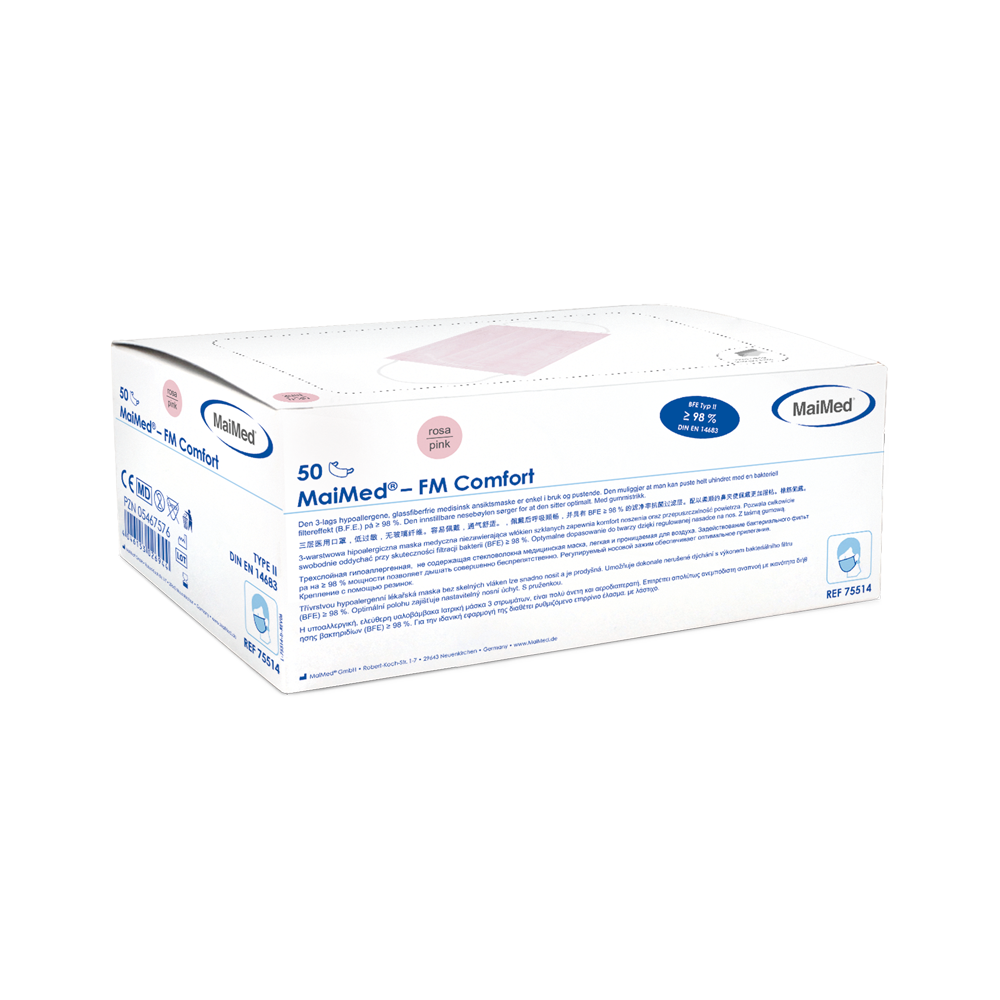 Mascherina chirurgica MaiMed-FM Comfort, non sterile, 3 veli, 50 pezzi/scatola