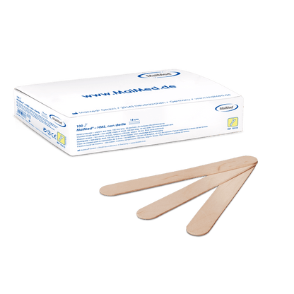 MaiMed - Abbassabocca in legno non sterile HMS, lungo 15 cm, scatola da 100 pezzi | Scatola (100 pezzi)