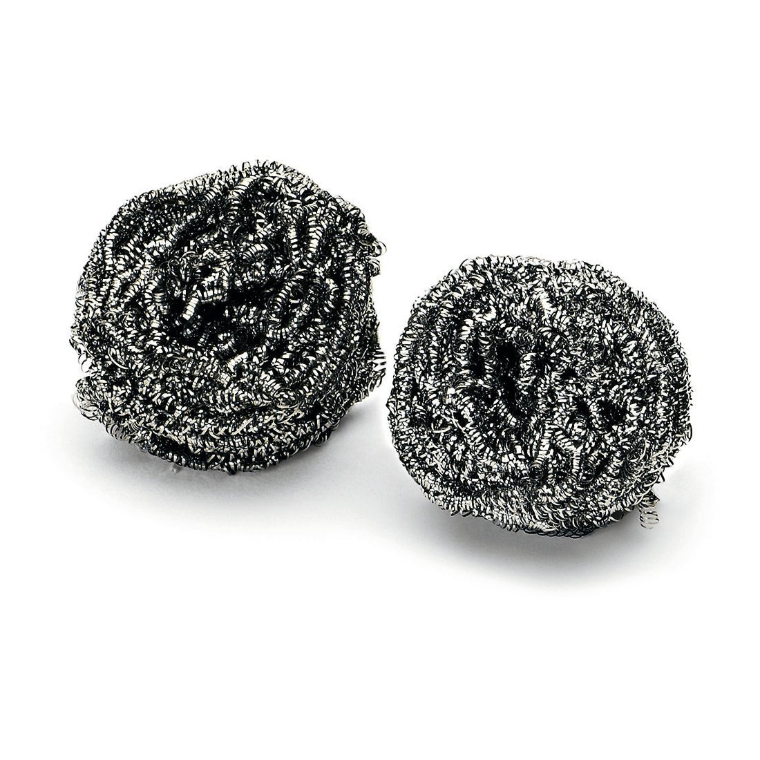 Nella foto sono presenti due spirali in acciaio inox Nölle Profi Brush antiruggine (confezione da 2, 36 g) di Nölle Profi Brush Bürsten- & Pinseltechnik e.K. su sfondo bianco con spirali d'argento avvolte saldamente per la pulizia esigente della cucina.