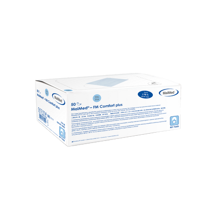 MaiMed-FM C plus., maschera, unst. con maschera chirurgica in gomma, non sterile, 3 veli, blu, 50 pz./scatola | Scatola (50 pezzi)