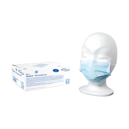 MaiMed-FM C plus., maschera, unst. con maschera chirurgica in gomma, non sterile, 3 veli, blu, 50 pz./scatola | Scatola (50 pezzi)
