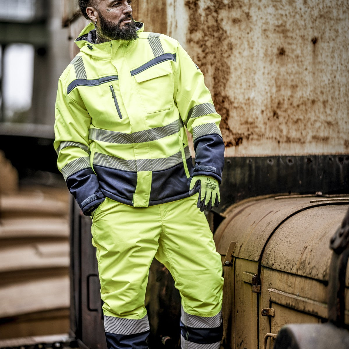 NITRAS MOTION TEX VIZ PLUS, giacca softshell invernale ad alta visibilità