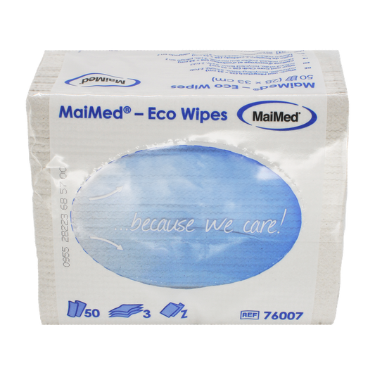 MaiMed- Eco Wipes - panno per la pulizia e la cura, tessuto riciclato 28x33 cm, bianco naturale, 3 veli, 50 pezzi/confezione | Confezione (50 pezzi)