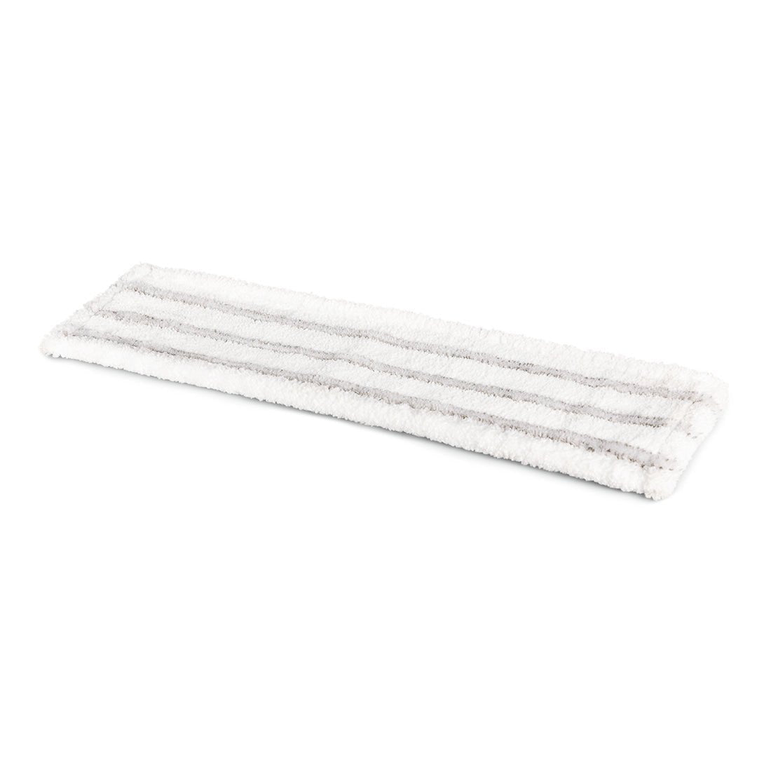 Il rivestimento di ricambio in microfibra Nölle Profi Brush per mop pavimenti (55 cm, 1 pezzo) di Nölle Profi Brush Bürsten- & Pinseltechnik e.K. è un rivestimento di ricambio rettangolare bianco con due strisce grigie chiare, che giace piatto su uno sfondo bianco.