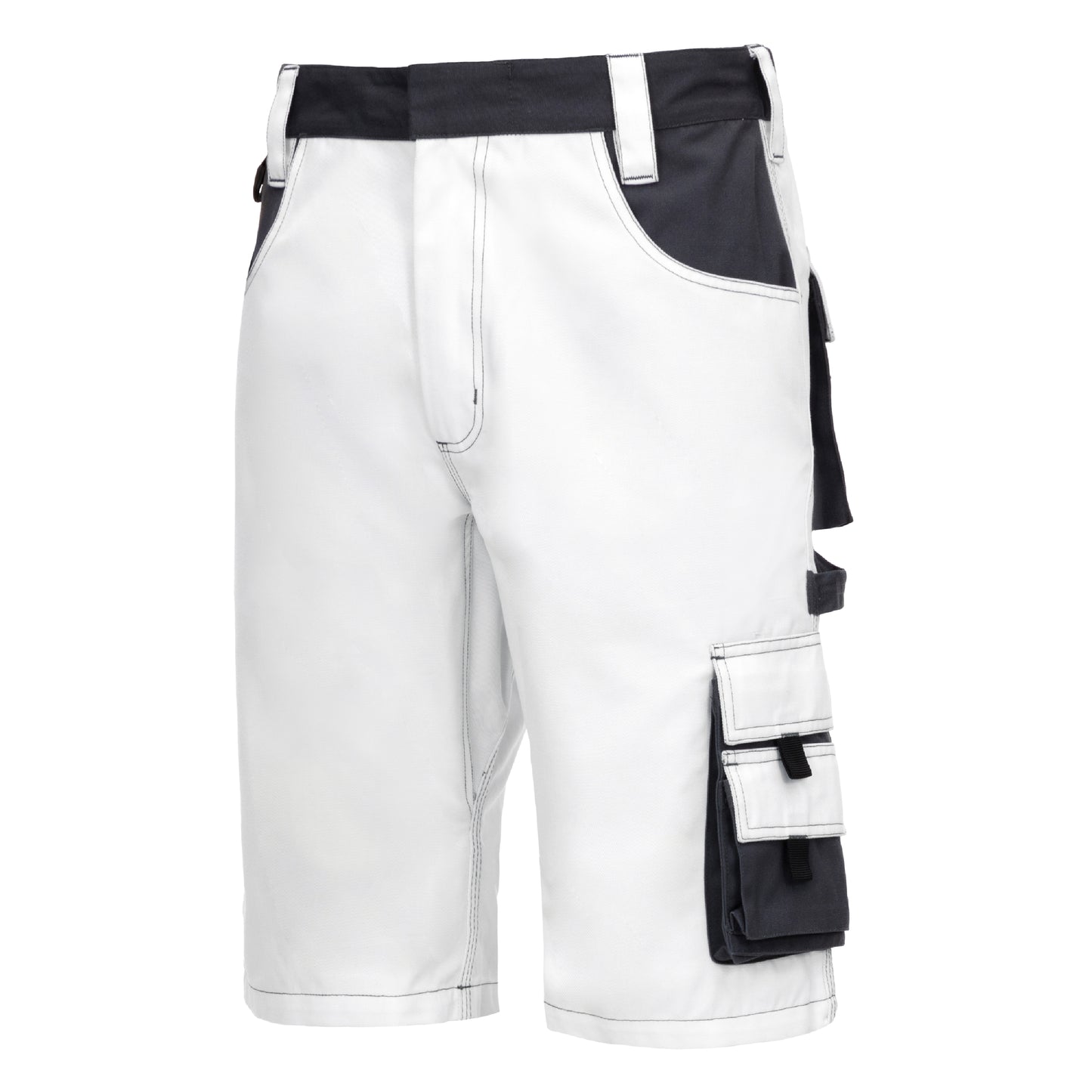 NITRAS MOTION TEX PLUS, pantaloni da lavoro, corti, bianco/grigio