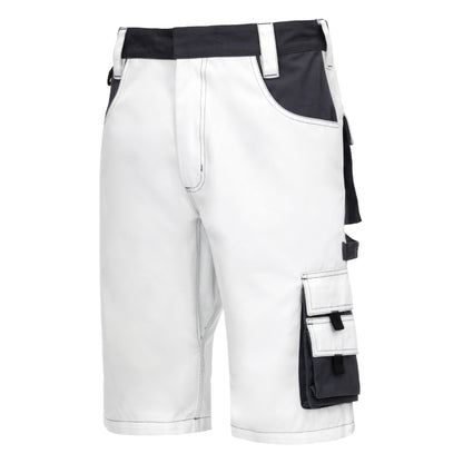 NITRAS MOTION TEX PLUS, pantaloni da lavoro, corti, bianco/grigio