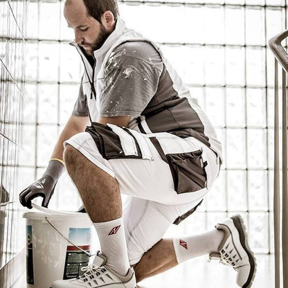 NITRAS MOTION TEX PLUS, pantaloni da lavoro, corti, bianco/grigio