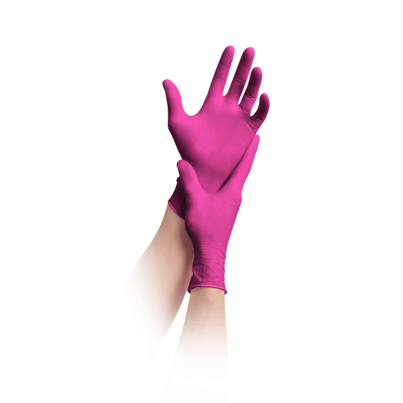 Guanti MaiMed-solution100 senza lattice, magenta, non sterili, senza polvere