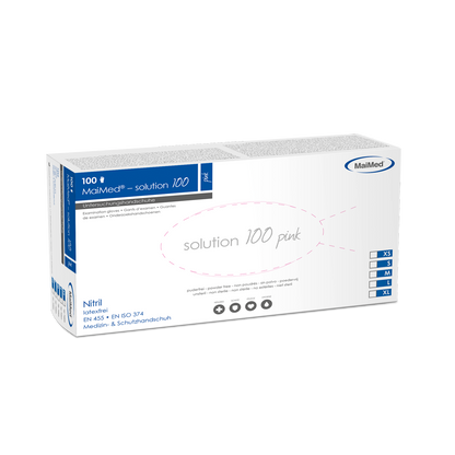 MaiMed-solution 100 guanto rosa non sterile, senza polvere, senza lattice, blu, 100 pezzi/scatola