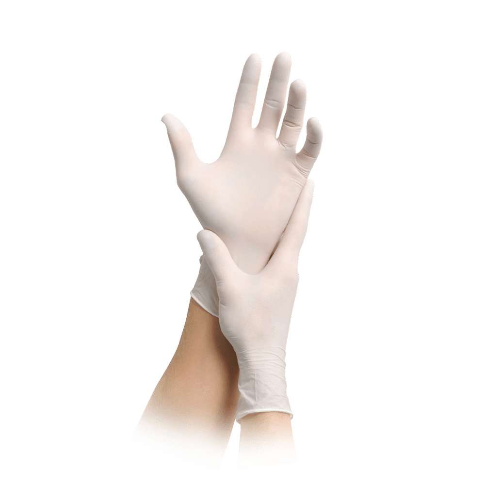 MaiMed-solution 100 guanto bianco non sterile, privo di lattice, bianco, 100 pezzi/scatola