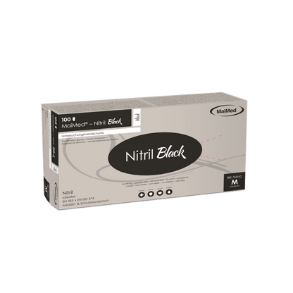 MaiMed-Nitrile Black Guanti neri, non sterili, senza polvere e senza lattice, 100 pezzi/scatola