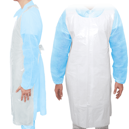 MaiMed-Apron Light PE, grembiule in PE 75x120 cm bianco, 100 pezzi/confezione, bloccato, superficie liscia | Confezione (100 pezzi)