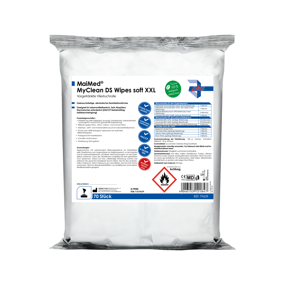 MaiMed MyClean DS Salviette morbide XXL - 70 fogli preimbevuti di MaiMed MyClean DS | Confezione (70 fogli)