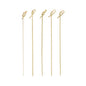 Fünf PAPSTAR 250 Fingerfood - Picker „pure“ Cocktailspieße aus Bambus der PAPSTAR GmbH, jeweils mit einer geknoteten Schlaufe an der Spitze, stehen aufrecht vor einem schlichten weißen Hintergrund.